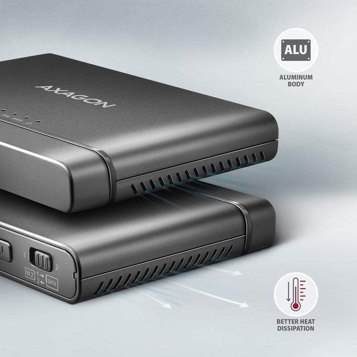 Actual product image Axagon ADSA-CC USB-C - NVMe M.2 SSD & SATA 2.5"/3.5" SSD/HDD CLONE MASTER (M.2 2280, M.2 2260)