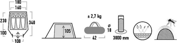 Productafbeelding High Peak Vlieger 3 LW (Tunnel tent, 3.40 kg, 3 personen)