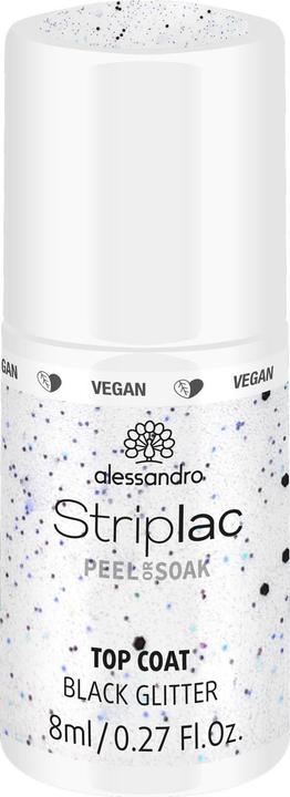 Alessandro Striplac Top Coat Black Glitter (Schwarz, Top Coat)