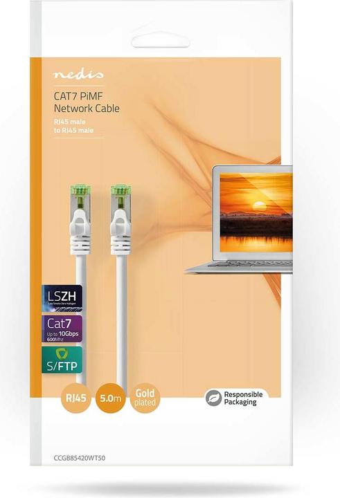 Image du produit Nedis CCGB85420WT30 Câble Cat 7 PiMF RJ45 mâle RJ45 mâle 3.00 m Rond LSZH Blanc Box (S/FTP, CAT7, 3 m)