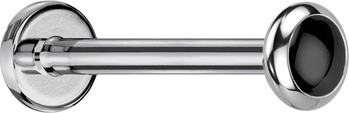 Produktbild Star Piercing Micro Threadless Labret silber Scheibe abgerundet schwarzer Onyx Stein (Mineralisch, ohne Messing, Titan G23)