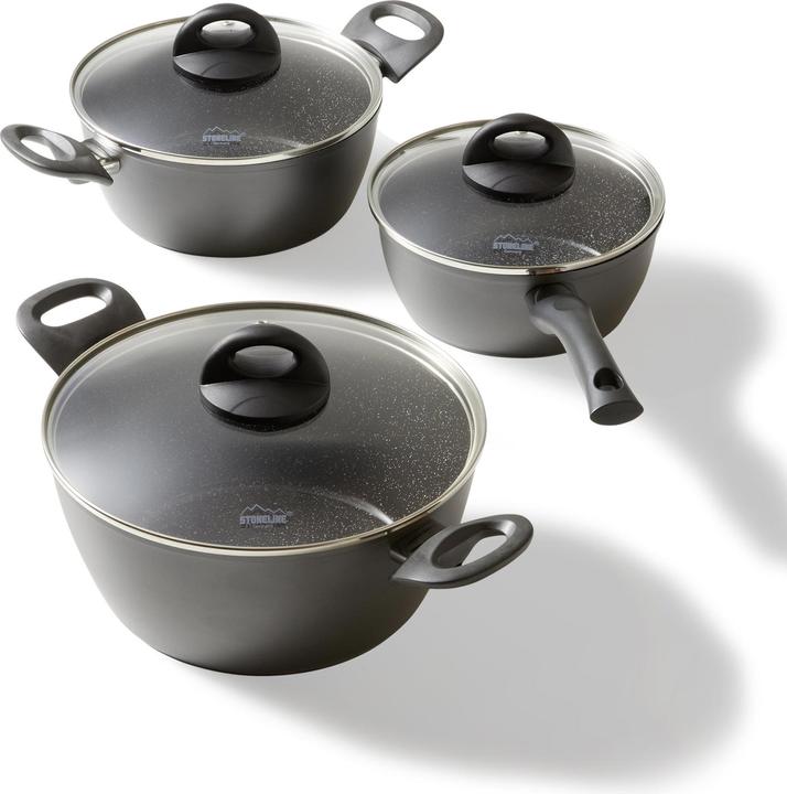 Actual product image Stoneline CERAMIC cookware set, 6 pcs. with glass lids (20 cm, Pan set + pot set, Aluminium)