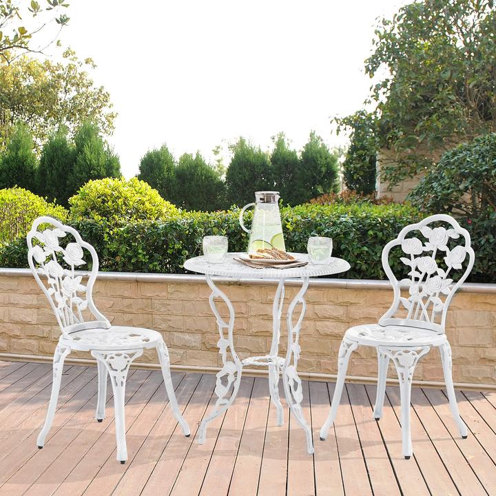 Image du produit Casa.Pro Ensemble de meubles de jardin Wakefield Table ronde avec 2 chaises Fonte blanche (59 cm)