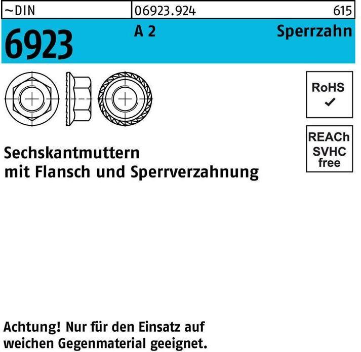 Sechskantmutter DIN 6923 m.Flansch M 8 A 2 m.Sperrzahnung (M8)