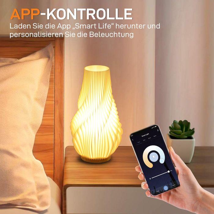 Produktbild Swisshandel24 Tischlampe, Smart Dimmbar LED Tischleuchte mit App/Sprachsteuerung, Weiss (E27)