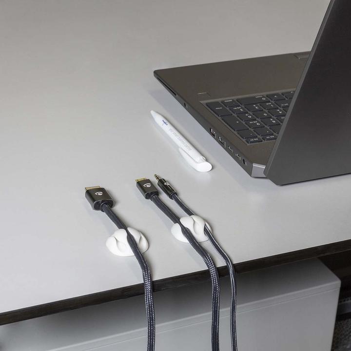 Produktbild Nedis Kabelmanagement Kabelclip Gesperrt 4 Stück max. Kabeldicke: 5 mm Silikon 35 mm Weiss
