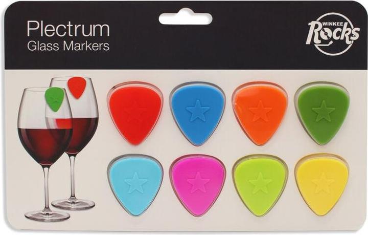 Winkee Marcatori per bevande - Marchi per bicchieri a plettro - Set di 8 (vetro Marcatore)