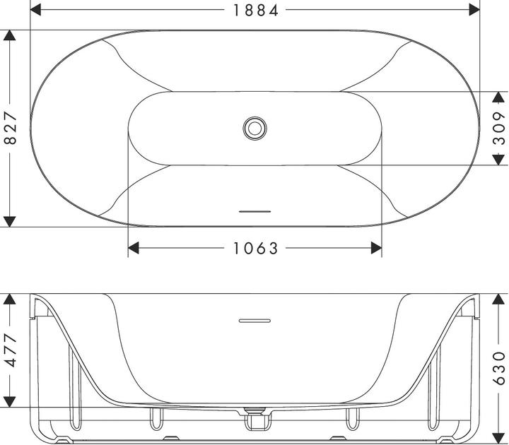 Produktbild hansgrohe AXOR Suite Badewanne, freistehend, 1900x850x630mm, SolidSurface, 2 Personen, 190 Liter (190 l, 200 cm, 90 cm)