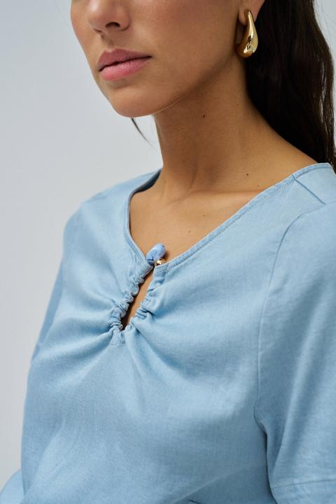 Image du produit Salsa Jeans Kurzarmbluse Lightdenim Blouse Metalic Detail (XS)