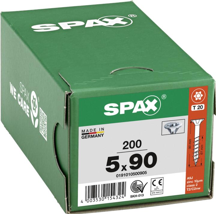 Produktbild Spax Spanplattenschrauben SK T20 5,0x90 mm (200 Schrauben pro Stück)