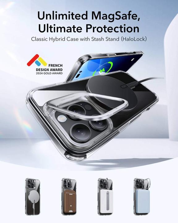 Produktbild ESR Classic Hybrid HaloLock Case mit Stash Stand (Apple iPhone 16 Pro)