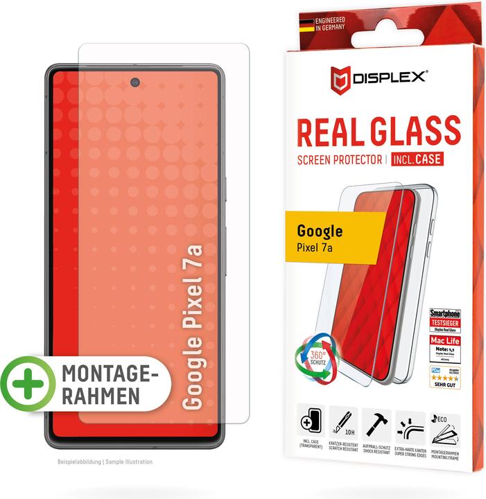Actual product image Displex Real Glass, 2D Panzerglas + Handyhülle (1 Piece, Google Pixel 7a)