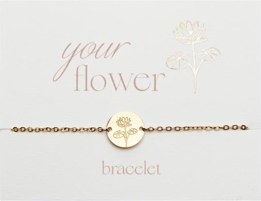 Immagine prodotto HCA Armband - "Your Flower" - Edelstahl vergoldet - Seerose (Acciaio inossidabile)