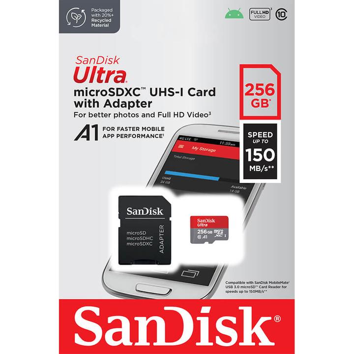 Produktbild SanDisk Ultra mit Adapter (256 GB, microSDXC, U1, UHS-I)