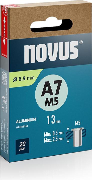 Image du produit Novus Nietmutter A7 M5, L: 11.5 mm Alu