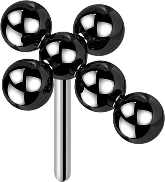Star Piercing Threadless schwarz Kreuz Kugeln (ohne Messing, Titan G23)