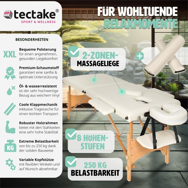 Produktbild tectake 2 Zonen Massageliege-Set Freddi mit 5cm Polsterung, Rollen und Holzgestell
