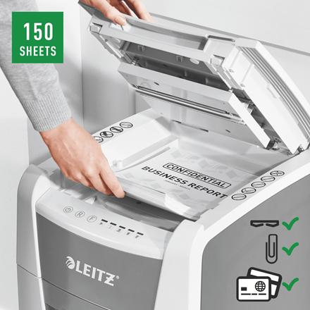 Produktbild Leitz Aktenvernichter IQ Autofeed Office 150 Mikroschnitt 2 x 15 mm 44 l Blattanzahl (max.): Sicherheit (Microschnitt)