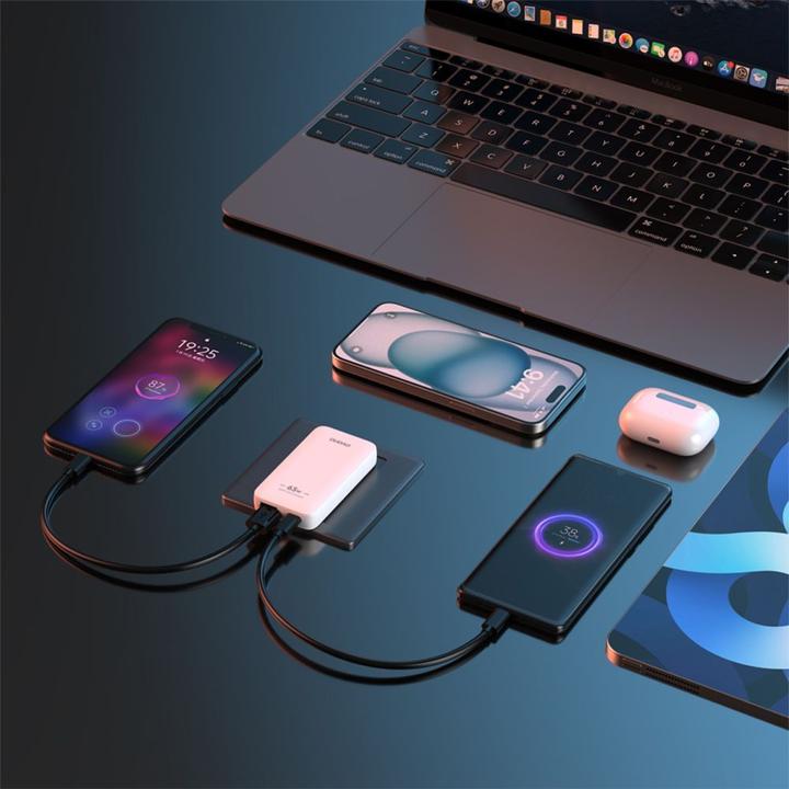 Produktbild Dudao GaN A65Q 65W USB-A / USB-C PD Ultra-Thin Wall Charger - White (65 W)