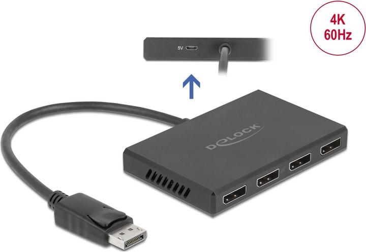 Produktbild Delock DisplayPort 1.4 Splitter 1 x DisplayPort in zu 4 x DisplayPort out (10.50 cm)