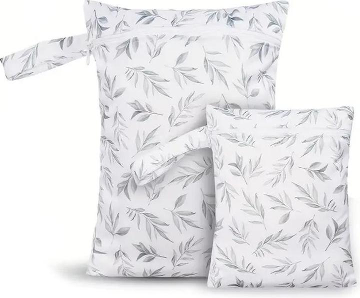 ASMI 2 pièces Wetbag Sac à couches Set 36x25cm + 25x19cm Feuilles vertes