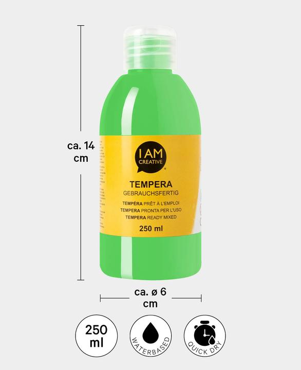 Produktbild I Am Creative Tempera, Temperafarbe auf Wasserbasis, 250 ml (Gelbgrün, 250 ml)