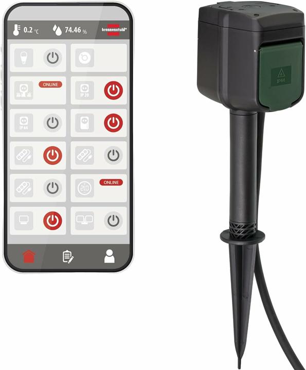 Produktbild Brennenstuhl Connect WIFI Gartensteckdose mit Erdspiess und Montageplatte IP44 2-fach 10m H07RN-F3G1,5 (2 x, CEE 7/3, 10 m)