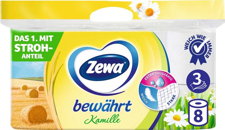 Zewa Toilet Paper Proven Chamomile with Straw Pulp 8 Rolls (1 x)