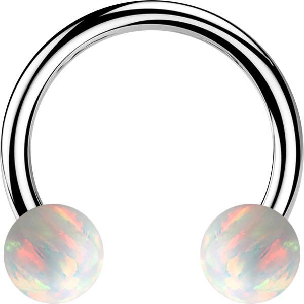 Produktbild Star Piercing Micro Circular Barbell silber mit zwei Kugeln Opal weiss (ohne Messing, Chirurgenstahl 316L)