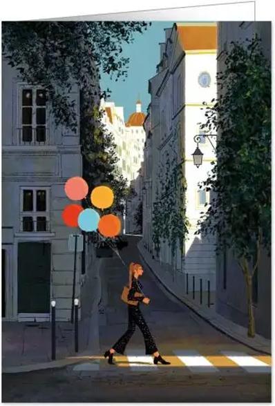 Produktbild Quire Karte Frau mit Luftballons (1 Stk.)
