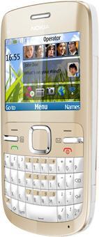 Actual product image Nokia C3-00 - German QWERTZ - Golden White (2.40", 2 Mpx)