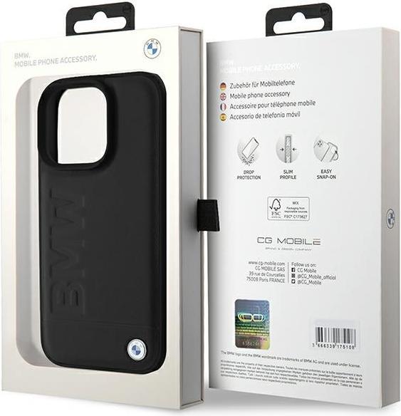 Produktbild BMW BMHCP16LSLLBK iPhone 16 Pro 6.3" czarny/black hardcase Leather Hot Stamp (Apple iPhone 16 Pro)