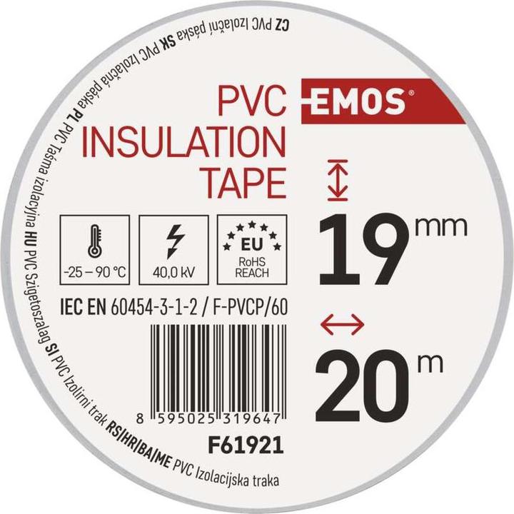 Produktbild Emos Isolierband PVC 19mm/20m weiss, 10 Stk. (19 mm)