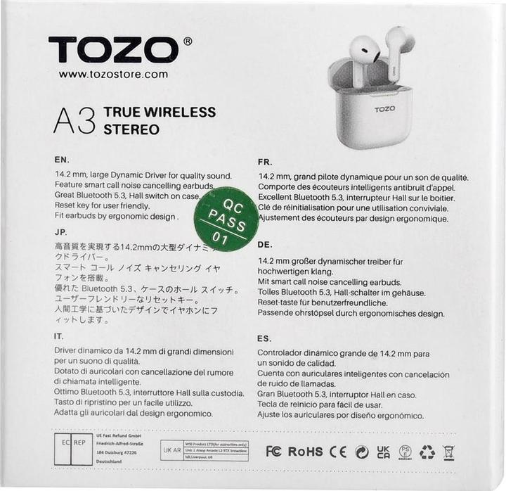 Immagine prodotto Tozo Auricolari TWS A3 bianco (ANC, 5 h, Senza fili)