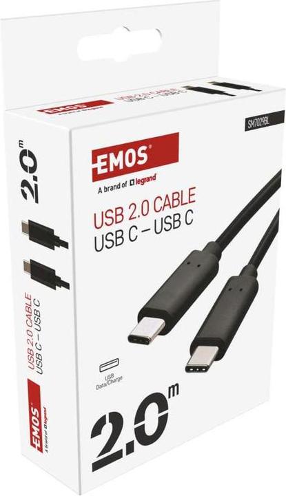Produktbild Emos USB Kabel 2.0 C Stecker - USB C Stecker 2m, schwarz (2 m, USB 2.0, 100 W)