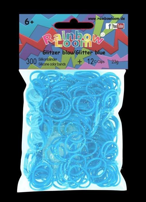 Produktbild Rainbow Loom Silikonbänder Glitzer Blau (300 Stk.)