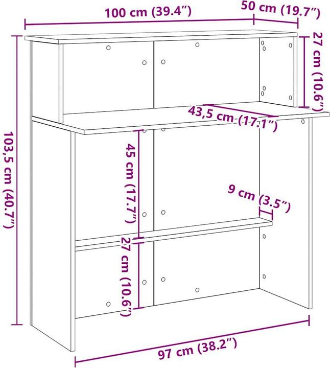 Actual product image VidaXL Reception counter in reclaimed wood look 100x50x103.5 cm wood-based material
