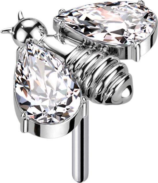 Actual product image Star Piercing Gold-plated ring with heart crystal (Titanium G23, without brass)