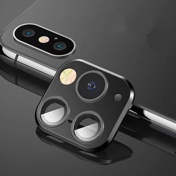 Actual product image Avizar Apple iPhone 11 Pro black fake camera sticker for the glass rear camera (1 Piece, Apple iPhone XS Max)