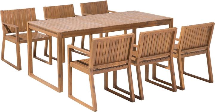 Image du produit Beliani Ensemble de meubles de jardin en acacia marron clair 6 places 7 pièces SASSARI (90 cm)