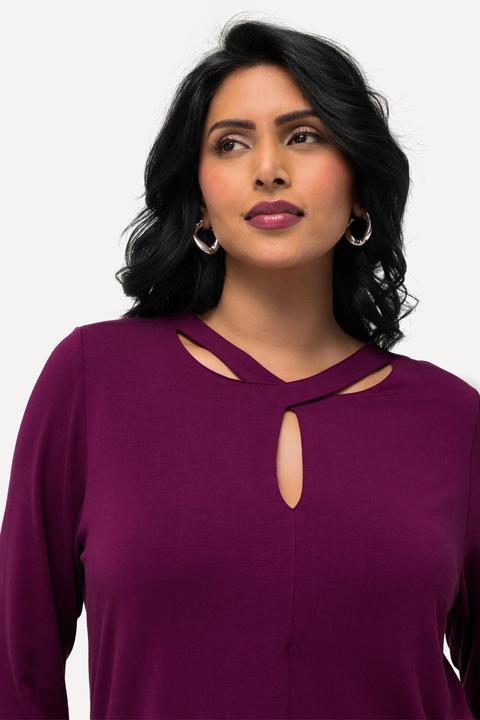 Produktbild Ulla Popken T-Shirt, Cut-Out, Lyocell, gedrehter Ausschnitt, 3/4-Arm (42, 44)