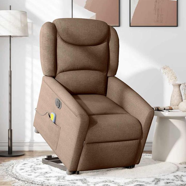 Immagine prodotto VidaXL Poltrona massaggiante elettrica con ausilio per l'assistenza in piedi in tessuto marrone