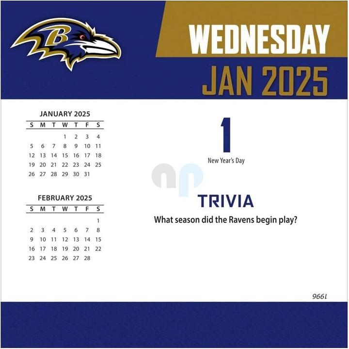Energy Label NFL - Baltimore Ravens - Desk Calendar 2025 (German, French, Italian, Spanish, English)