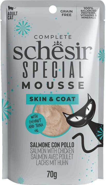 Actual product image Schesir Special, mousse, SKIN & COAT, salmon with chicken, 70g (Adult, 1 pcs., 70 g)