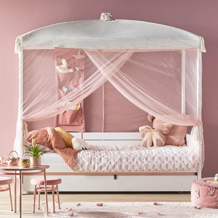 Image du produit Lifetime Kidsrooms Lit à baldaquin avec lit d'ami et sommier à lattes de luxe Butterflies