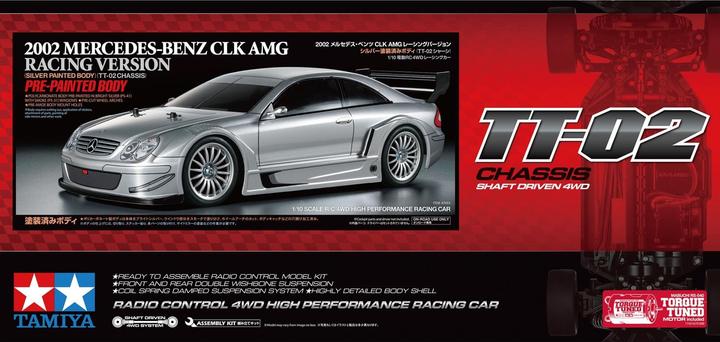 Produktbild Tamiya 1/10 RC Mercedes CLK AMG Racing Version Silver Painted Body (TT-02) (Kit)