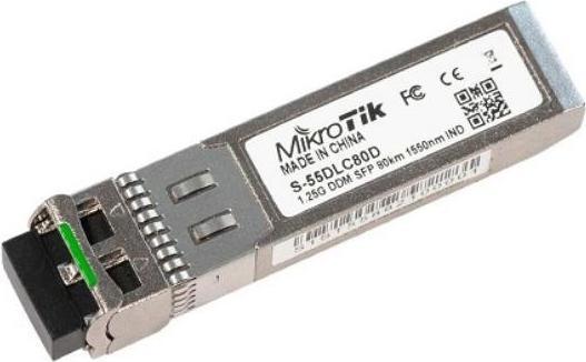 Actual product image MikroTik S-55DLC80D - 1.25G, SM, 1550nm, 80km SFP module with dual LC connector