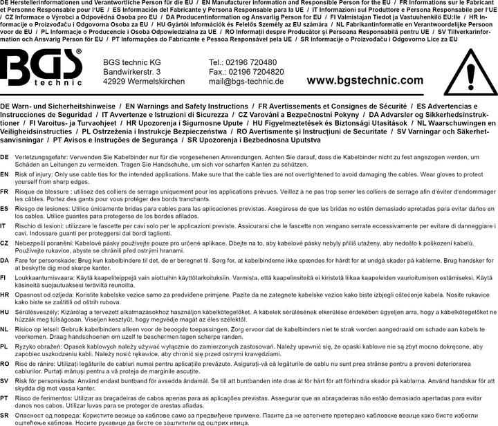 Produktbild BGS Kabelbinder-Sortiment weiss verschiedene Grössen 250-tlg. (Kunststoffkabelbinder, 300 mm, 250 Stk.)
