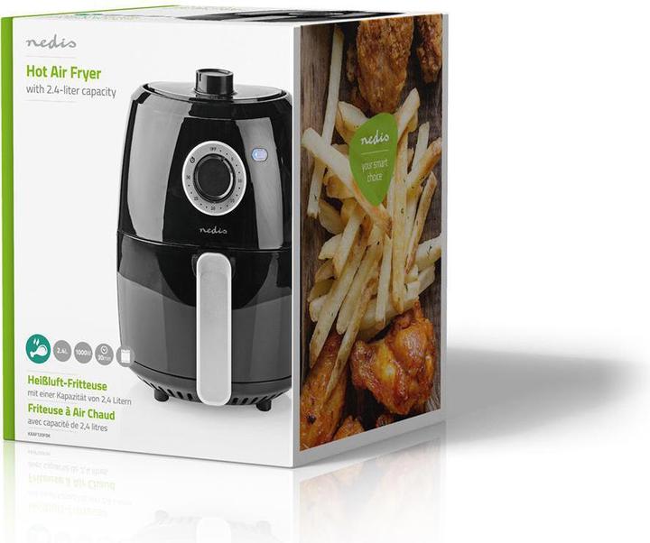 Produktbild Nedis Heissluft Friteuse | 2.4 l | Timer: 30 min | Analog | Aluminium / Schwarz (EU-Stecker)