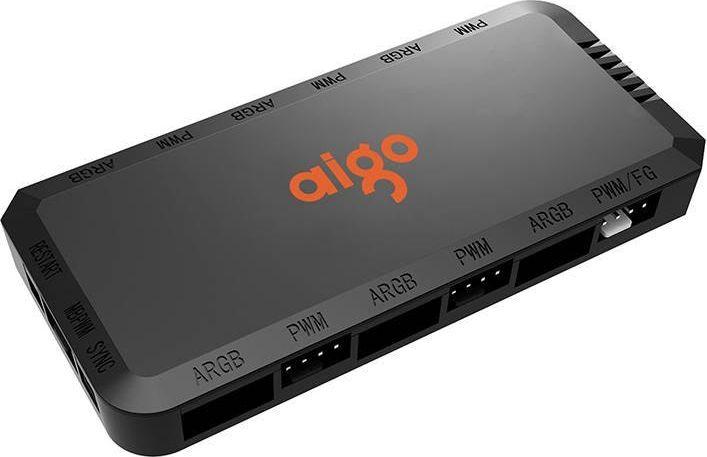 Actual product image Aigo APC1 RGB PWM Fan control box for computer + remote controller (black)